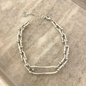 925 Sterling Silver Chunky U Link Bracelet Silver Large Chain Link bracelet